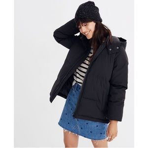 Madewell - Quilted Puffer Parka Hooded Jacket - Black - Size XL